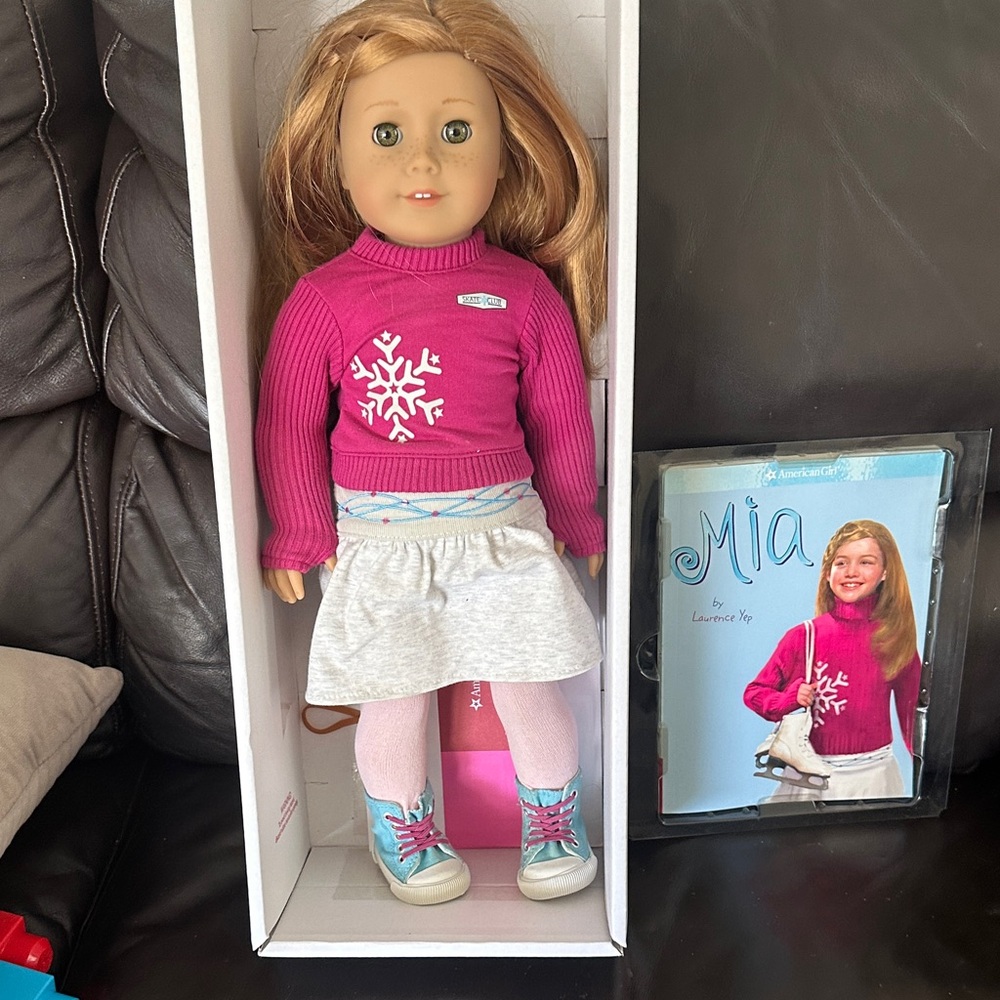 American Girl MIA Doll in Pink Sweater with Book - Picture 2 of 4